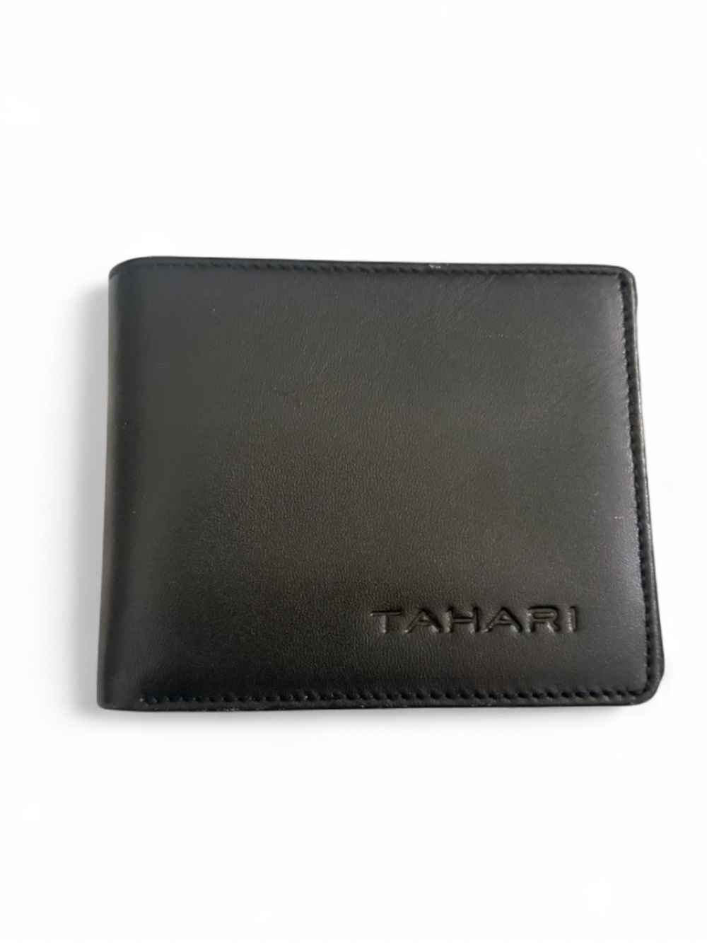 Tahari Black Leather Men's Wallet with Embossed Logo